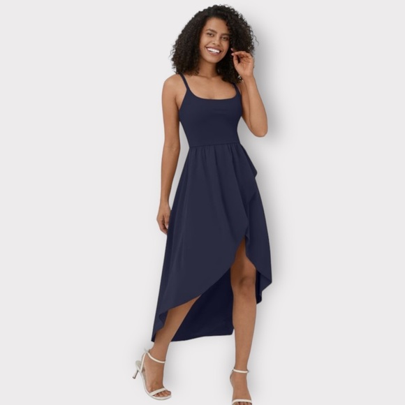 HALARA Dresses & Skirts - Halara Breezeful Backless High Low 2-Piece Side Pocket Flowy Dress Blue/Purple M